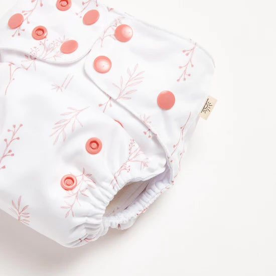 EcoNaps Modern Cloth Diaper - Reusable & Eco-Friendly Baby Nappy | Rosewood Botanicals Print | Perfect for Newborns, Infants & Toddlers | Daycare & Home Use