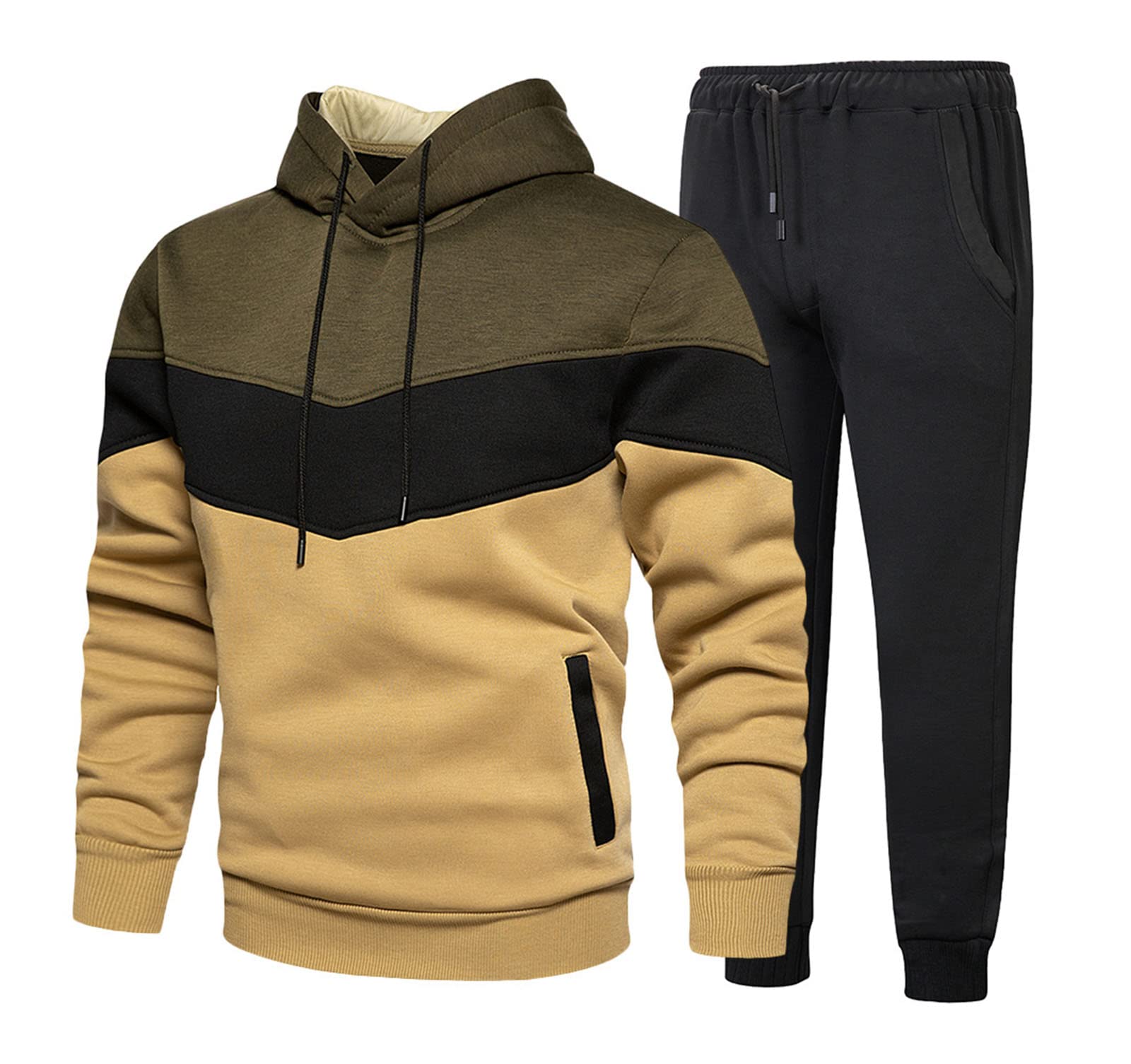 **Men's Athletic Jogging Suits Set - Breathable Tracksuit with Patchwork Design for Running, Gym & Casual Wear**