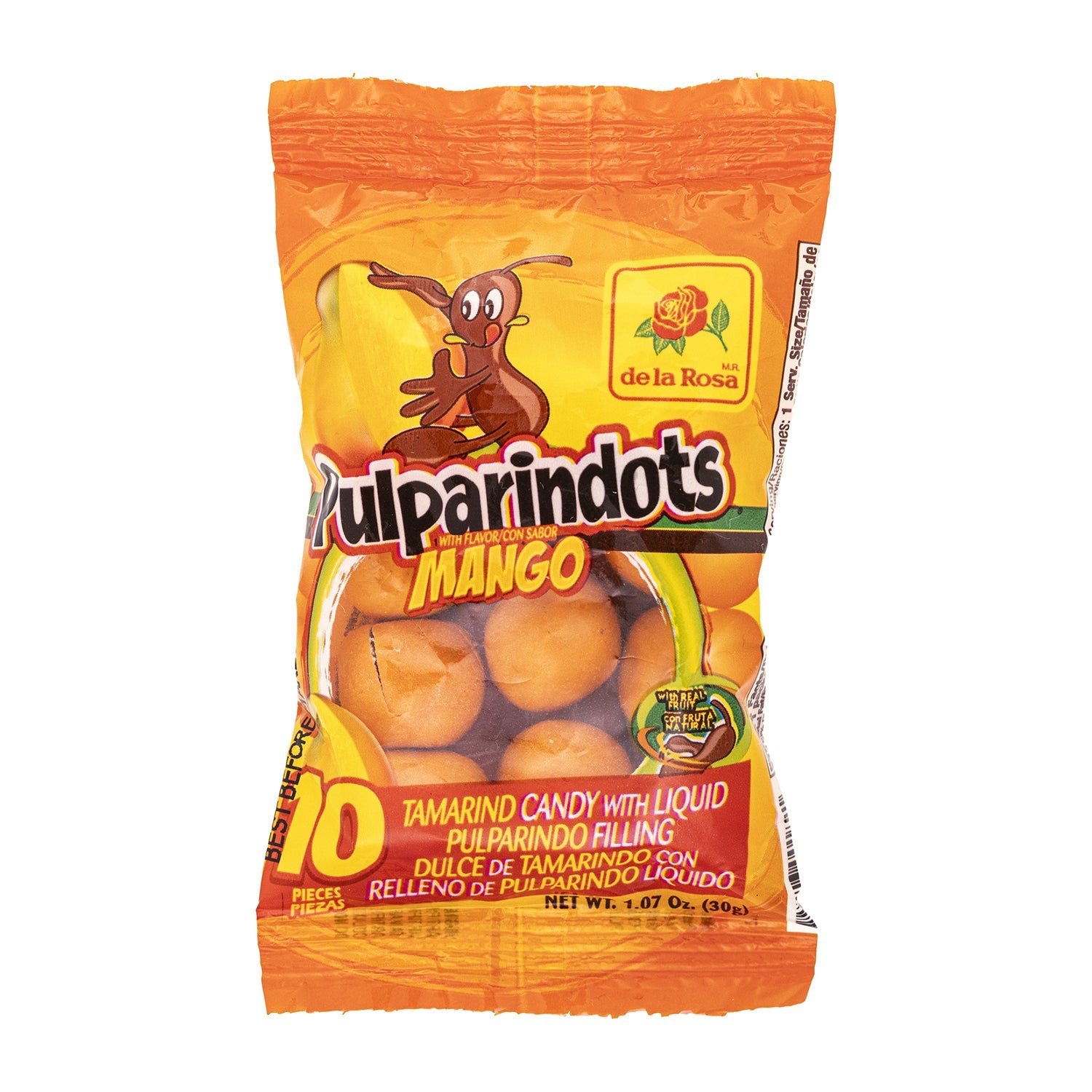 De La Rosa Pulparindo Dots Mango Candy - 12 Count Box | Sweet & Tangy Mexican Treat for Parties, Snacking & Gifts