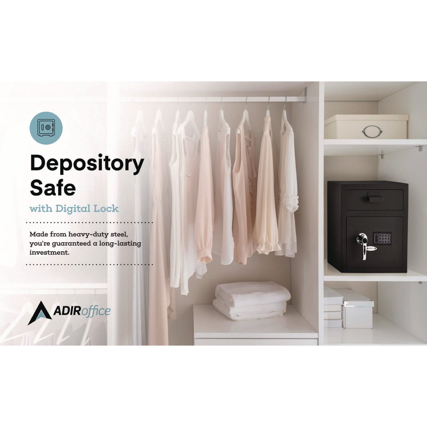 AdirOffice 1.1 Cubic Feet Digital Security Safe Box with Electronic Keypad - 15.3