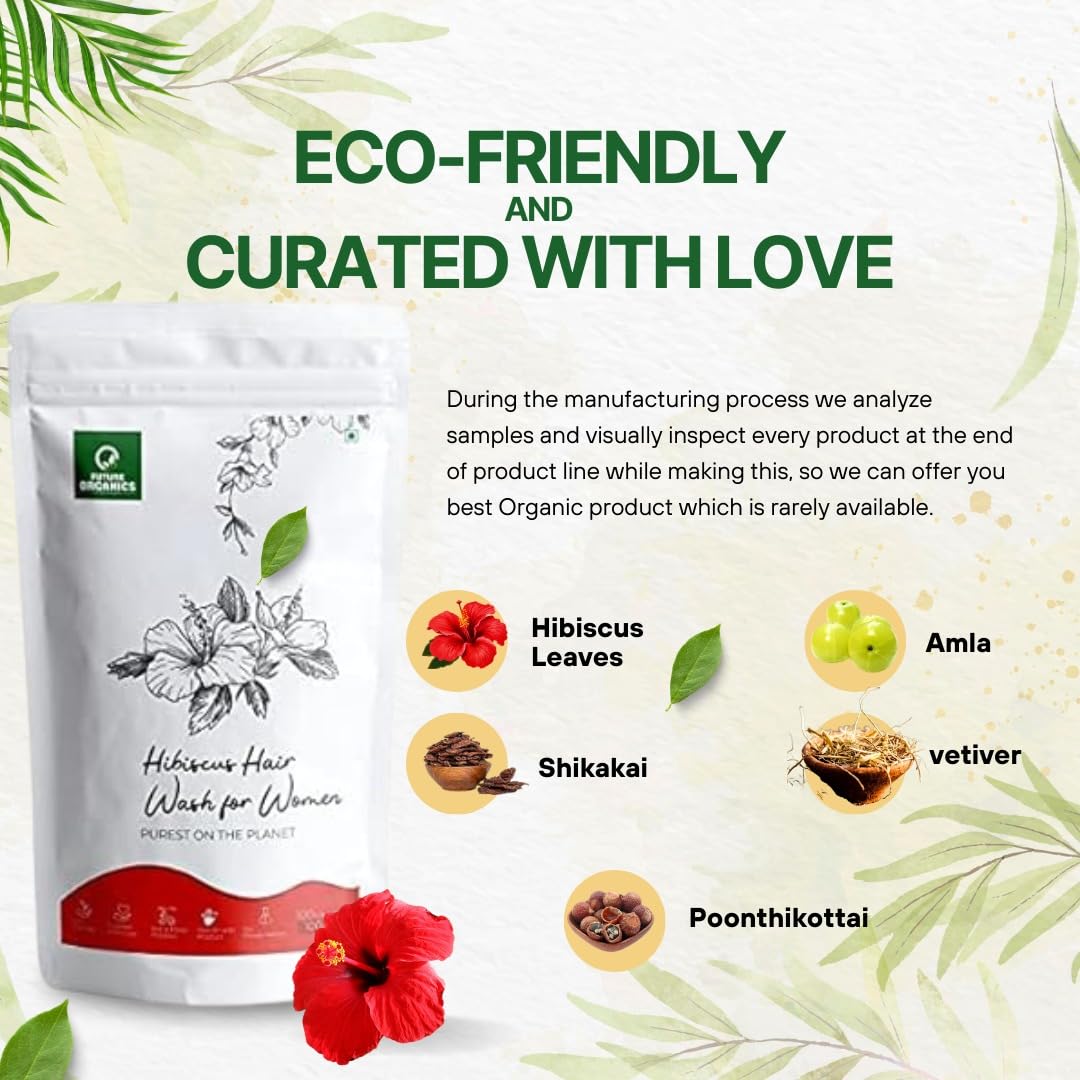 Future Organics Hibiscus Hair Wash Powder for Women - 100g Natural Herbal Shampoo for Hair Growth & Anti-Hair Loss - Sulfate-Free Ayurvedic Treatment for Stronger, Healthier Hair - Ideal for Daily Use & Scalp Care
