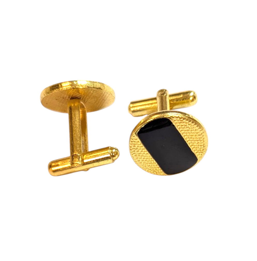 Asanti Gold & Black Trim Cufflinks for Men - Luxury Dress Accessories DPCLGB11 - Perfect for Weddings, Business Meetings & Formal Events