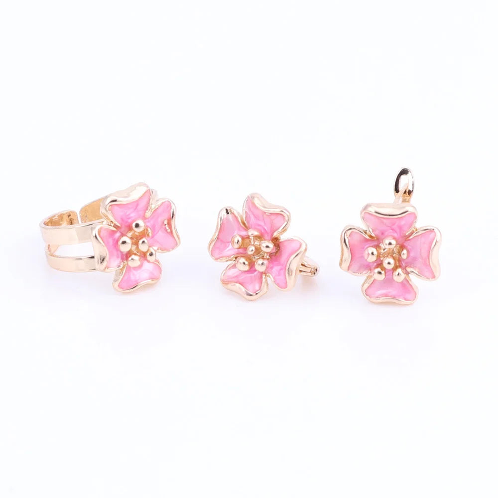 Cute Gold Flower Jewelry Set for Girls - Elegant Necklace, Bracelet & Earrings Set - Perfect for Birthday Gifts, Parties & Everyday Wear