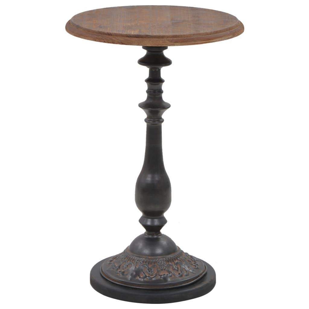 Modern Metal Frame End Table with Solid Fir Wood Top - 15.7