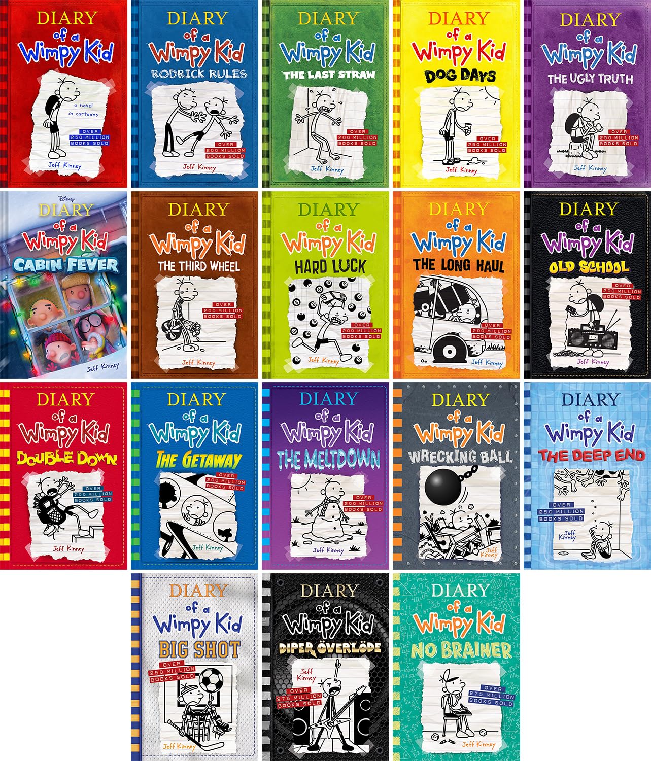 Diary of a Wimpy Kid 18-Book Hardcover Collection Set by Jeff Kinney (Volumes 1-18) - Perfect for Kids' Reading, Classroom Libraries & Gift Giving