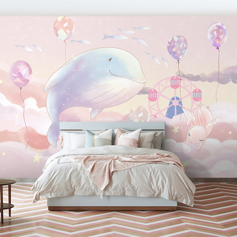 Whale Wonders Girls Room Wallpaper - Blue Ocean Theme Removable Peel and Stick Wallpaper for Kids Bedroom Decor - Perfect for Nursery, Playroom & Teen Girls Room Design