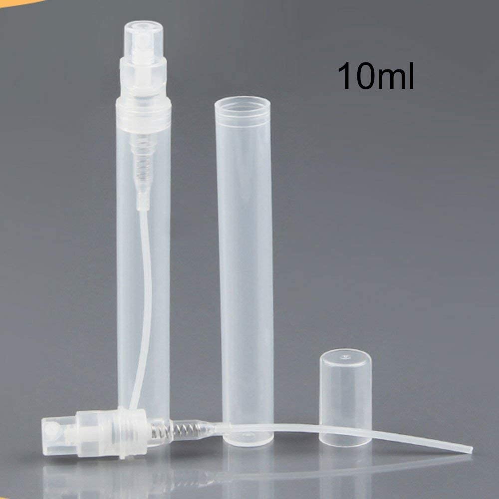 Symbah 10 Pack 10ml Mini Spray Bottles - Refillable Empty Plastic Travel Atomizer with Fine Mist Nozzle & Lids for Essential Oils, Perfume, Hand Sanitizer | Perfect for DIY Skincare, Aromatherapy & On-the-Go Use