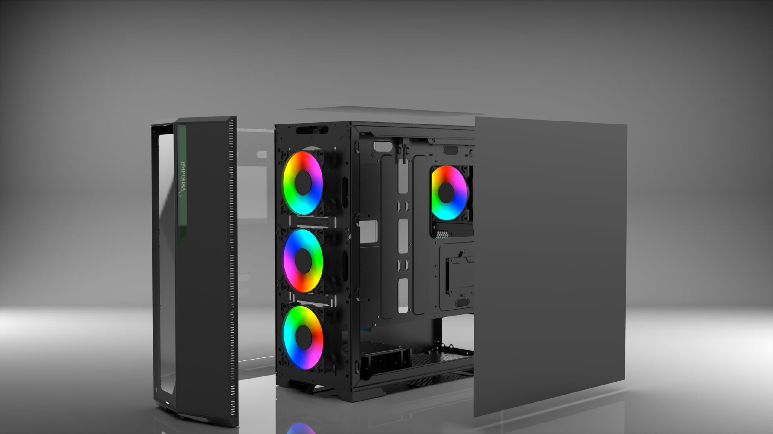 INCA EMPOUSA EMG-17XN Premium Gaming PC Case - High Airflow ATX Mid Tower Computer Case with Tempered Glass & RGB Lighting for Gaming, Streaming & Workstation Builds