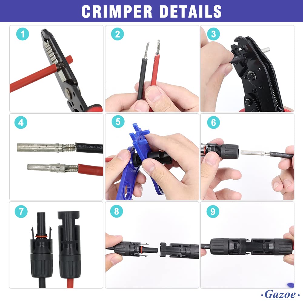 Professional Solar PV Cable Crimping Tool for Solar Connectors - AWG14-10 (2.5/4/6mm²) - 7-in-1 Mini Pliers - Perfect for Solar Panel Installation & Electrical Wiring Projects