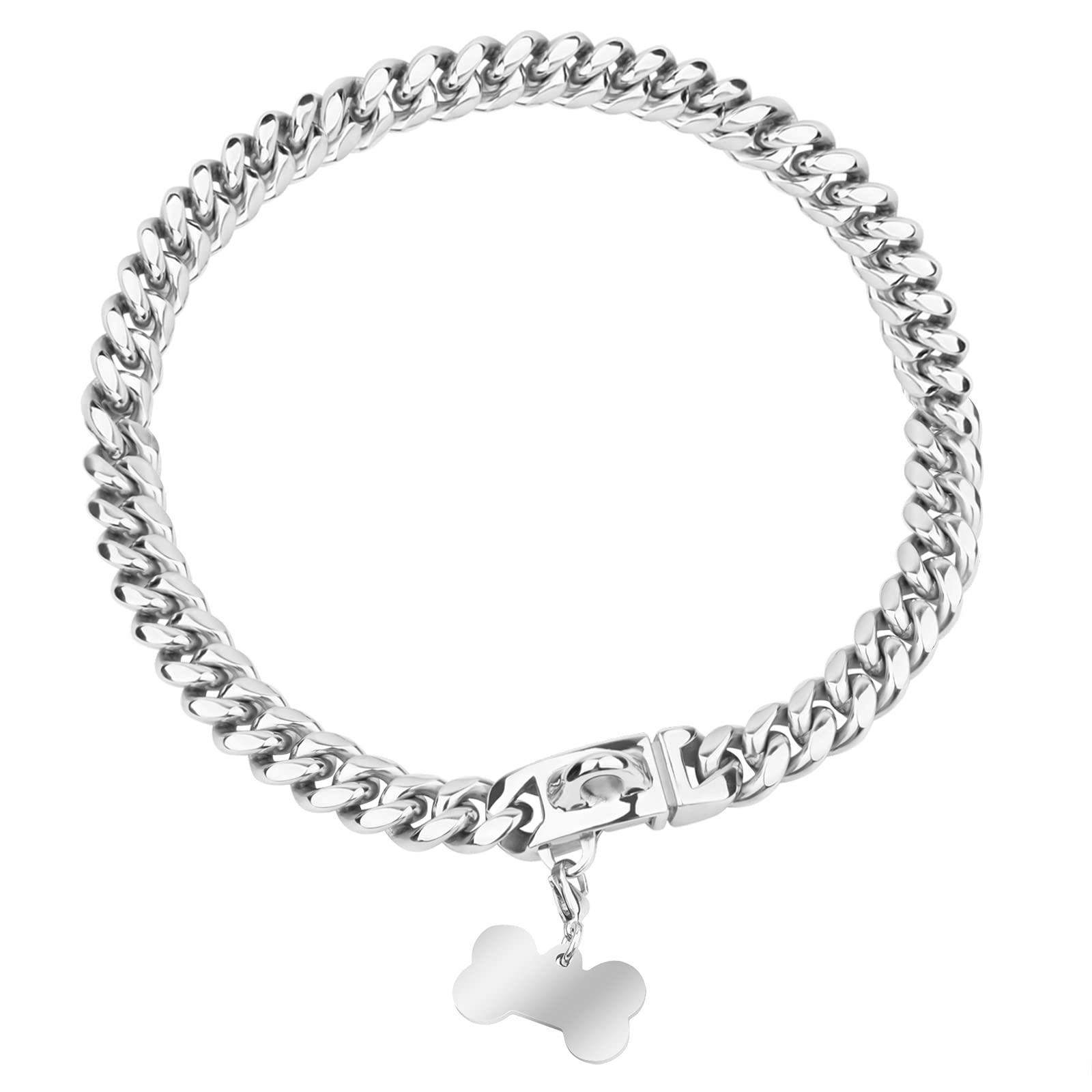 Silver Small Dog Collar with Secure Buckle - 12