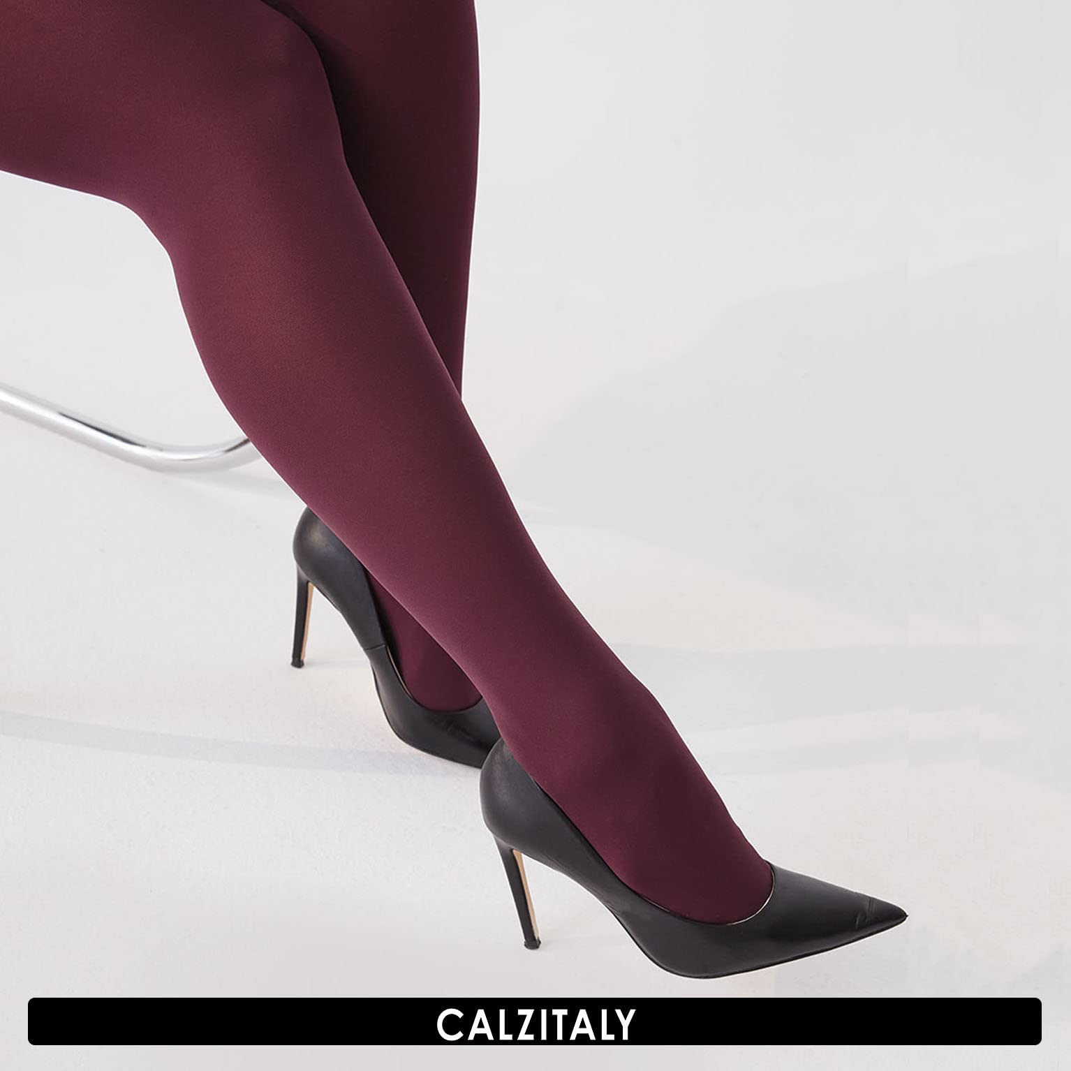 CALZITALY Anti-Chafing Opaque Tights 60 DEN Plus Size 4XL Black - Italian Hosiery for Comfort & Style