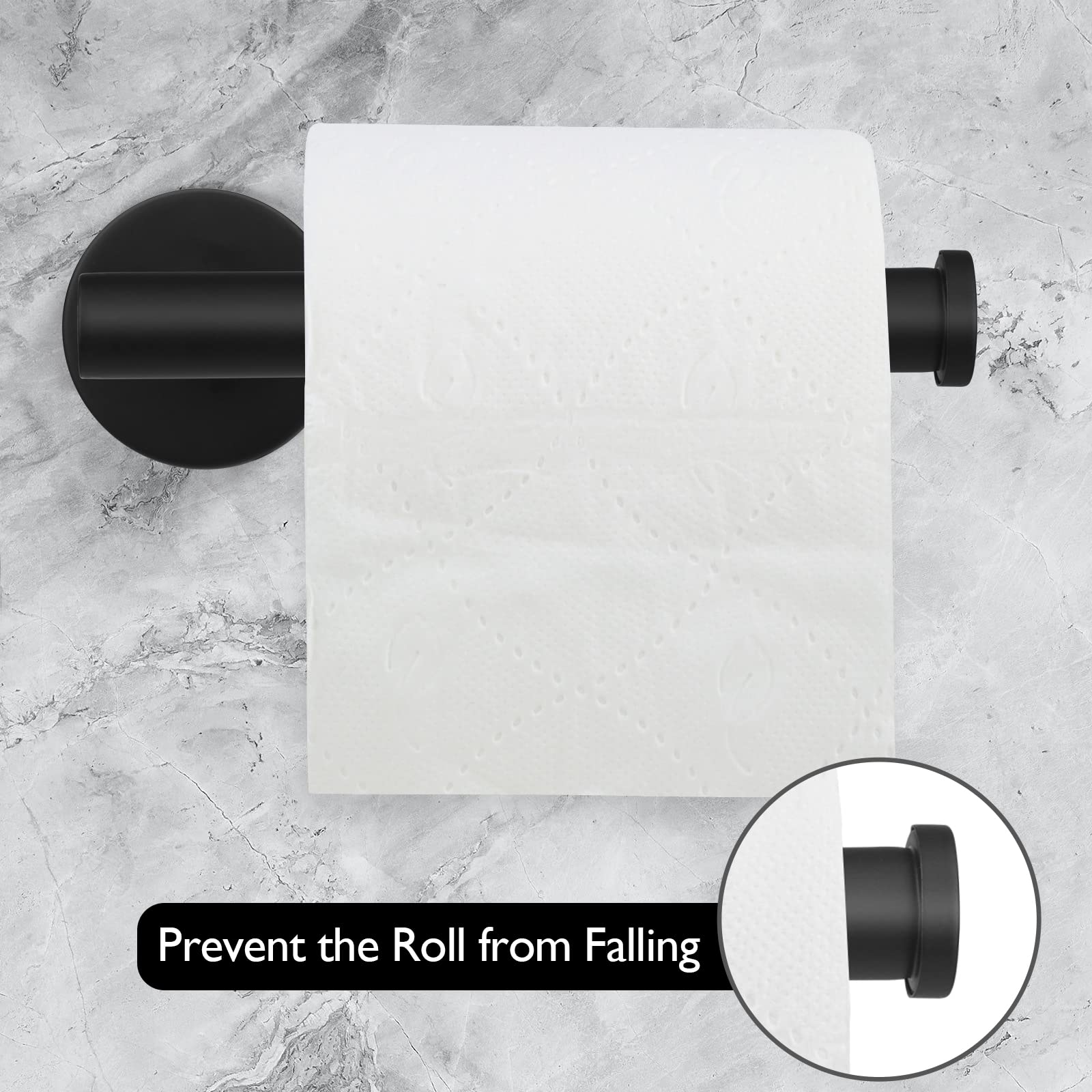 Matte Black Toilet Paper Holder - SUS304 Stainless Steel Wall Mounted Bathroom & Kitchen Toilet Roll Holder - Durable & Rustproof Bathroom Accessory for Modern Homes & Apartments