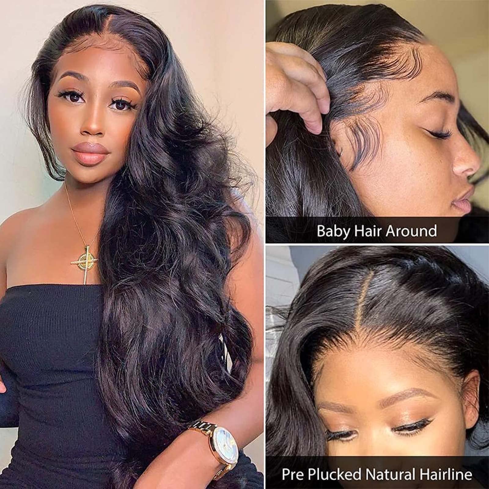 NewYou 13x4 Body Wave Lace Front Wigs - 100% Human Hair Brazilian Glueless Wigs with Pre-Plucked Hairline for Black Women - 28 Inch Natural Looking Wig for Daily Wear, Parties & Special Occasions