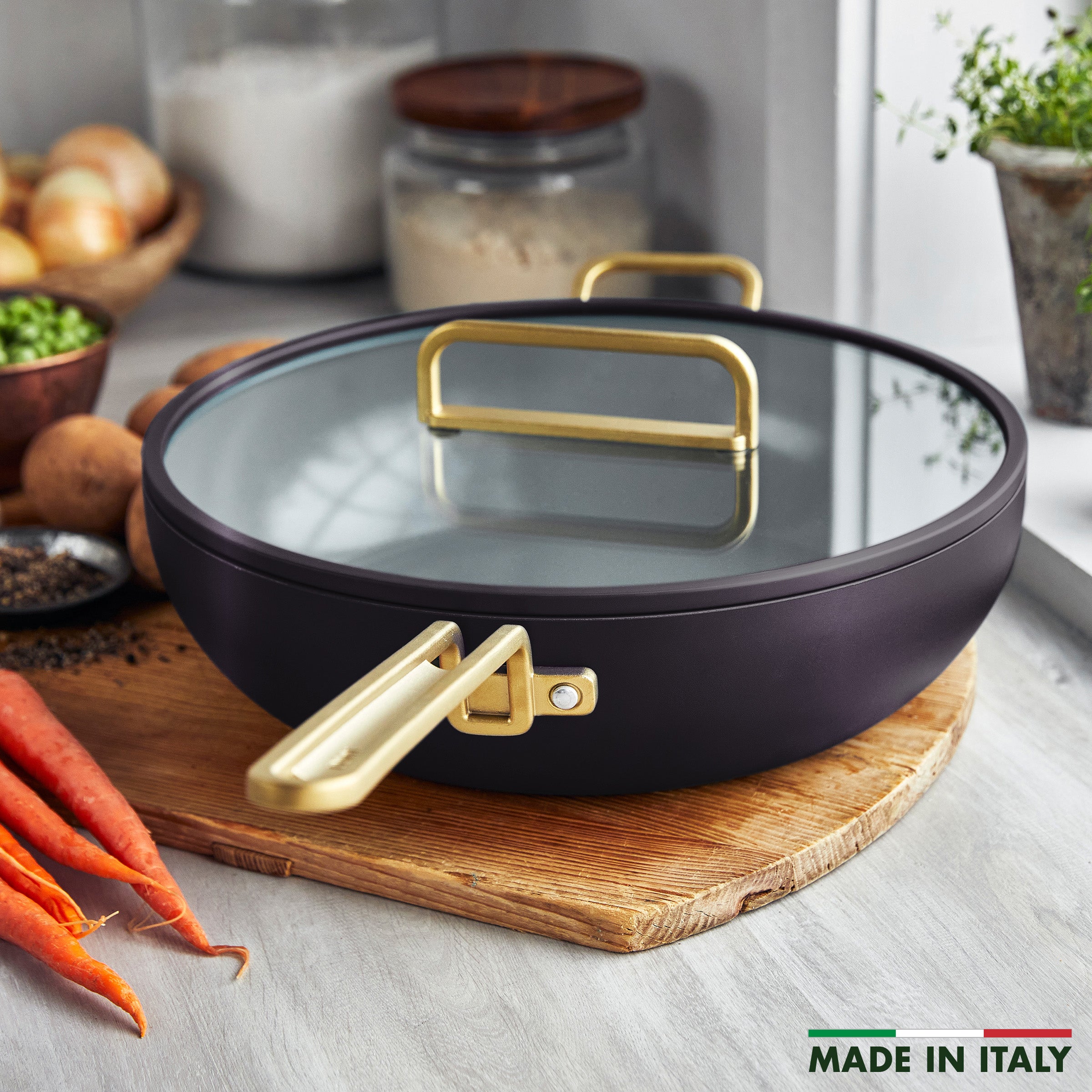 Stanley Tucci™ Ceramic Nonstick 6.5 Quart Essential Stanley Pan with Calabrian Fig Design - Perfect for Sauteing, Frying & Family Cooking | Durable & Eco-Friendly Cookware for Home Chefs
