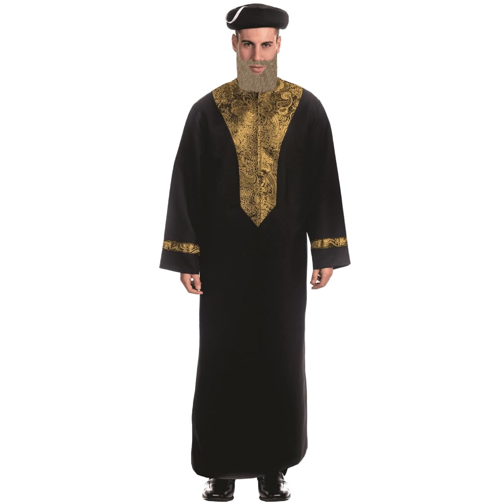 Authentic Sephardic Rabbi Costume for Men - Premium Adult Chacham Rabbis Dress Up Outfit for Purim, Jewish Holidays & Themed Parties