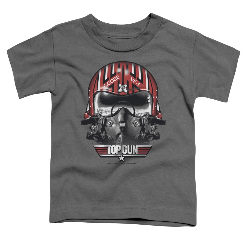 Top Gun Toddler T-Shirt - Goose Helmet Design Charcoal Tee for Boys & Girls | Cool Movie Inspired Outfit for Kids Birthday & Casual Wear