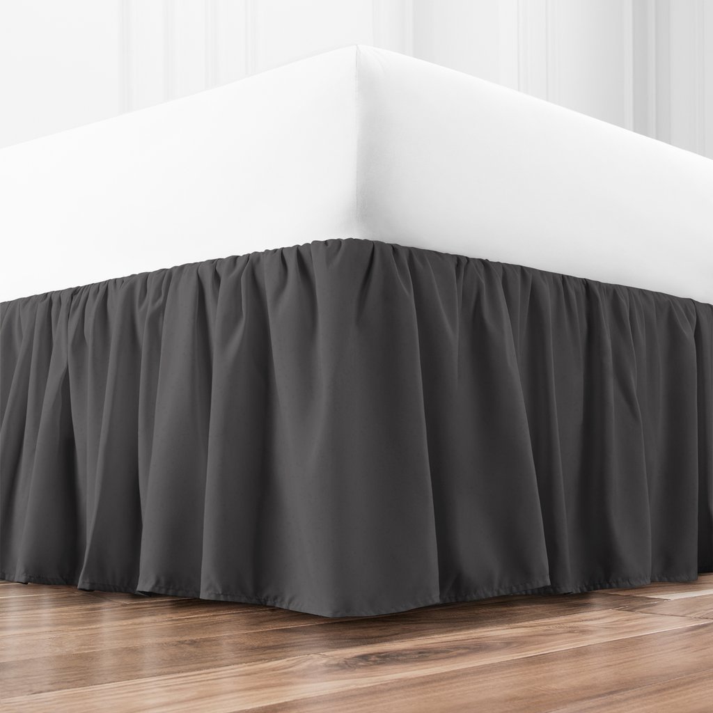 Luxury Queen Ruffled Bed Skirt - 15-Inch Drop Hotel Quality Bedding - Tailored Wrinkle & Fade Resistant - Perfect for Master Bedroom & Guest Room Decor (Queen Size, Gray)