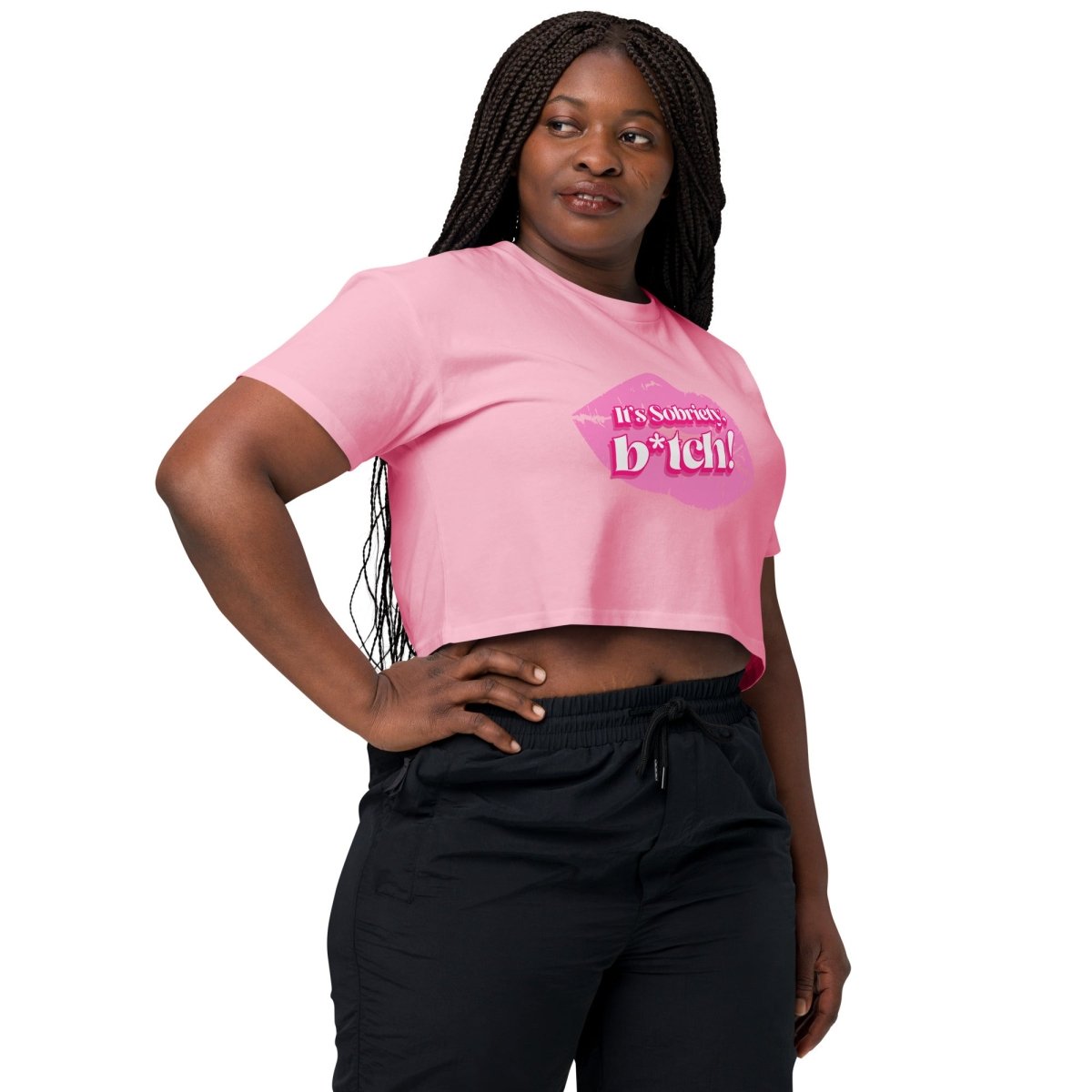 Sobriety Crop Top - Motivational Sobriety Statement Shirt - 'It's Sobriety, B*tch!' Slogan Tee for Women | Perfect for AA Meetings, Recovery Support & Sober Living