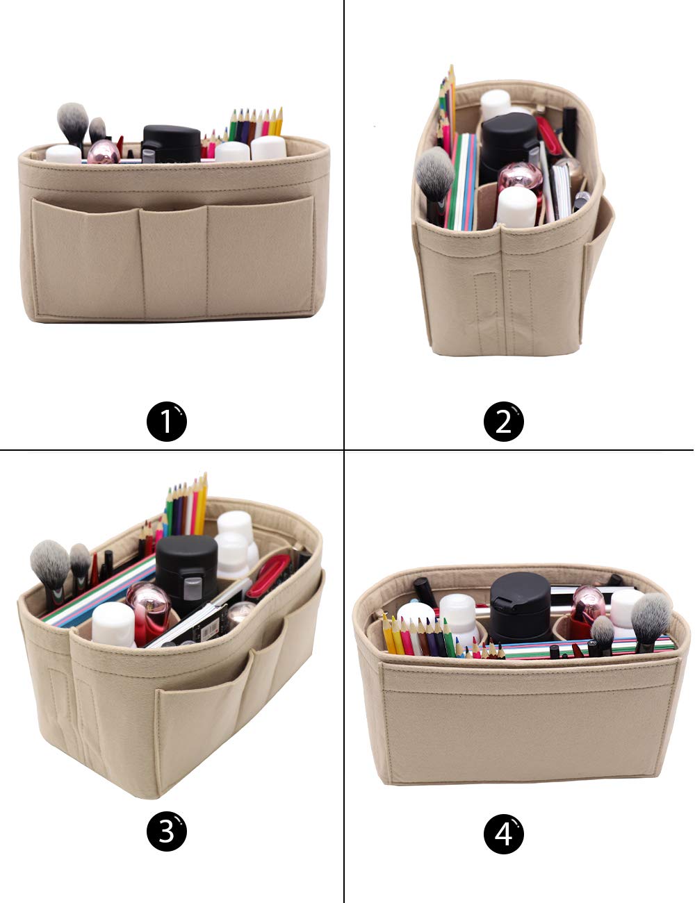 Premium Felt Insert Bag Organizer for Handbags & Purses - Perfect Fit for Speedy & Neverfull Bags | Multi-Pocket Purse Organizer for Travel, Work & Daily Use