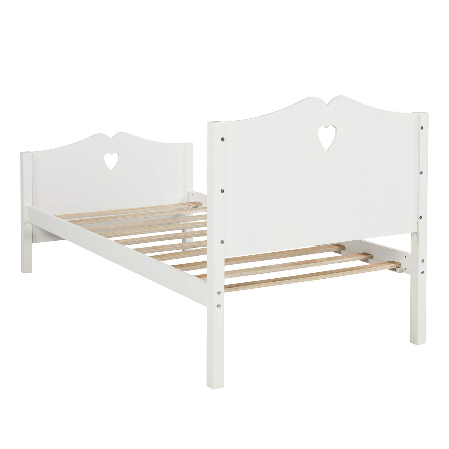 Merax Twin Size Wooden Bed Frame with Headboard & Footboard - No Box Spring Needed, Sturdy Platform Bed for Kids & Teens - Perfect for Small Bedrooms, Guest Rooms & Dormitories