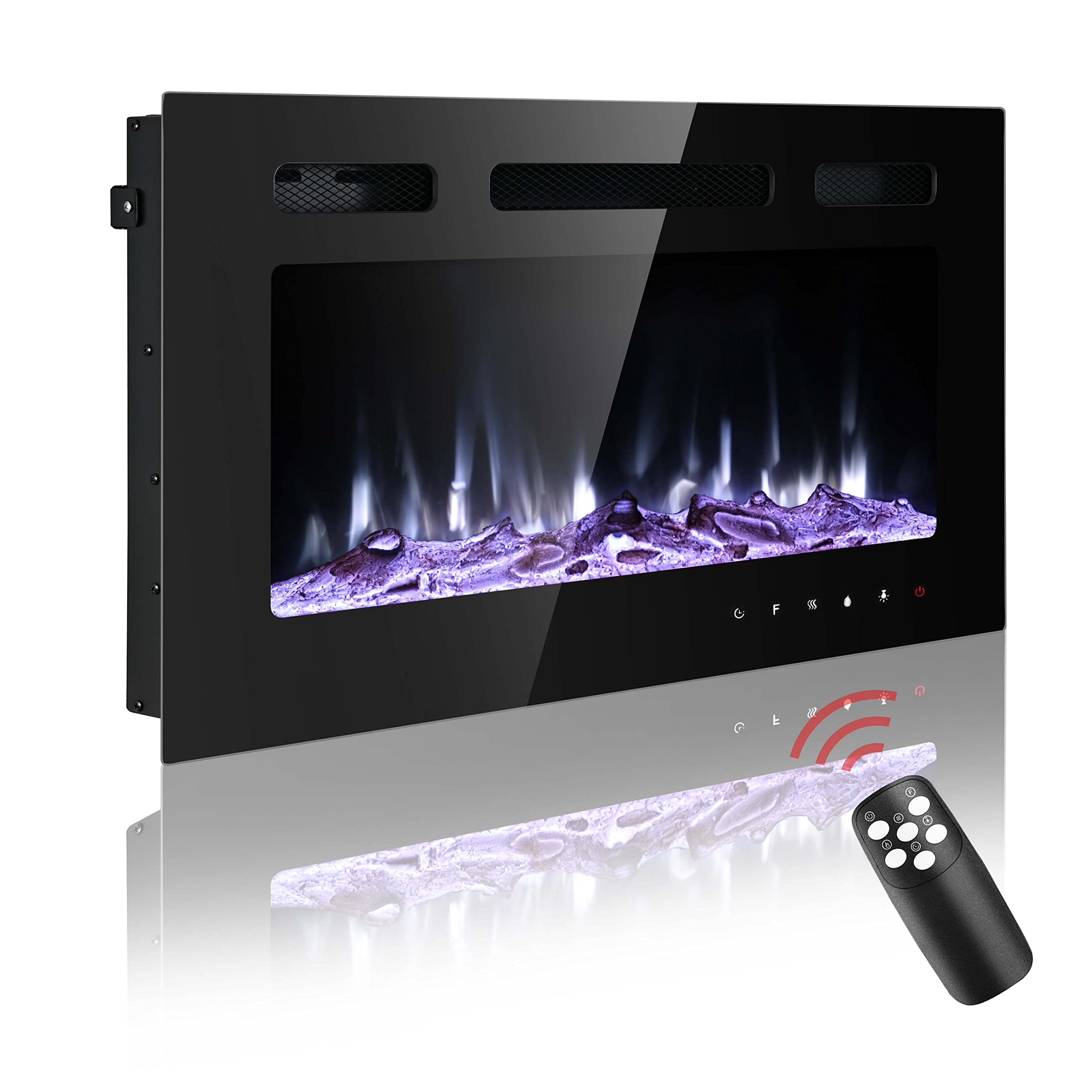 36 Inch Electric Fireplace Wall Mounted - LED Fireplace with Remote Control, Adjustable Flame Colors & Speed - Perfect for Living Room, Bedroom & Office Heating & Decor