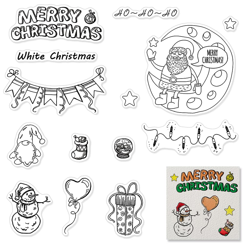 Christmas Clear Stamps Set - Santa Claus & Snowman Silicone Stamps for Card Making, Scrapbooking, DIY Crafts, Embossing, Holiday Decorations - Perfect for Greeting Cards, Gift Wrapping & Christmas Albums