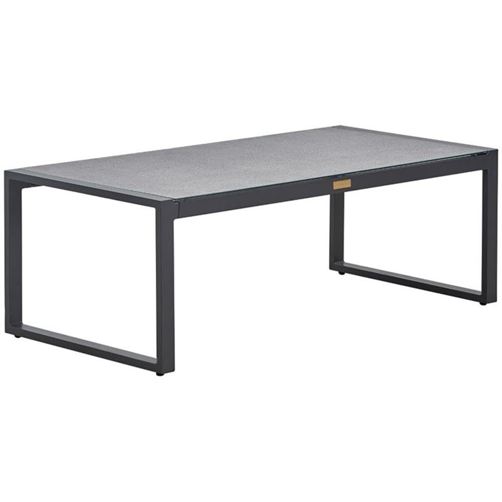 Tommy Hilfiger Hampton Outdoor Coffee Table - Gray Pebbled Glass Top - Weather-Resistant Patio Furniture for Garden, Poolside & Backyard Decor