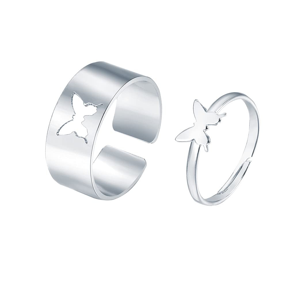 Best Friends BFF Rings for Couples - Matching Love Heart Moon Star Planet Promise Rings for Women & Men | Perfect for TikTok, Y2K Style, Anniversaries & Romantic Gifts