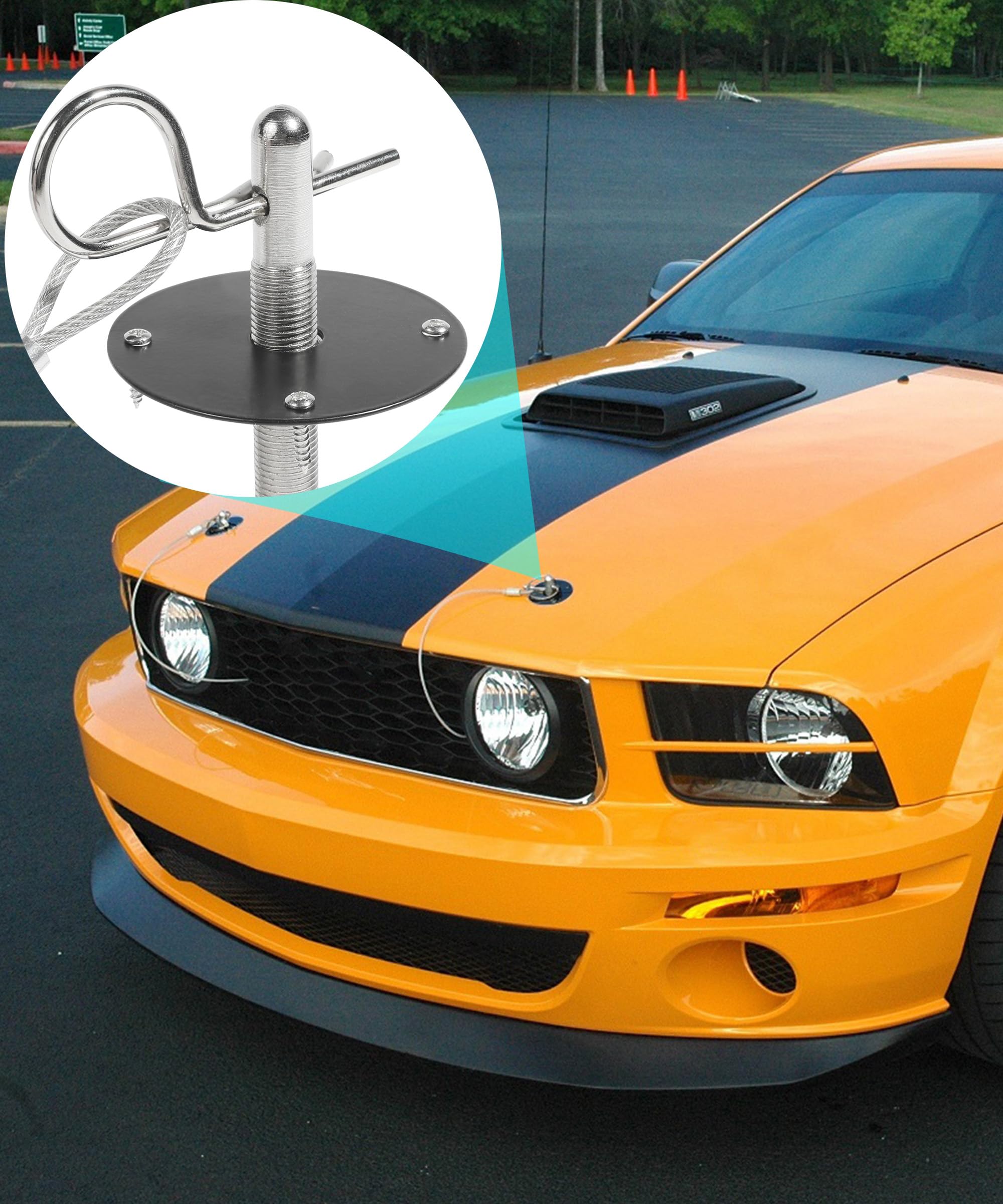 RACOONA Stainless Steel Hood Pin Kit - Universal Car Hood Lock Clip for Most Trucks & SUVs | Durable Engine Bonnet Security Accessory for Off-Road & Racing Scenes