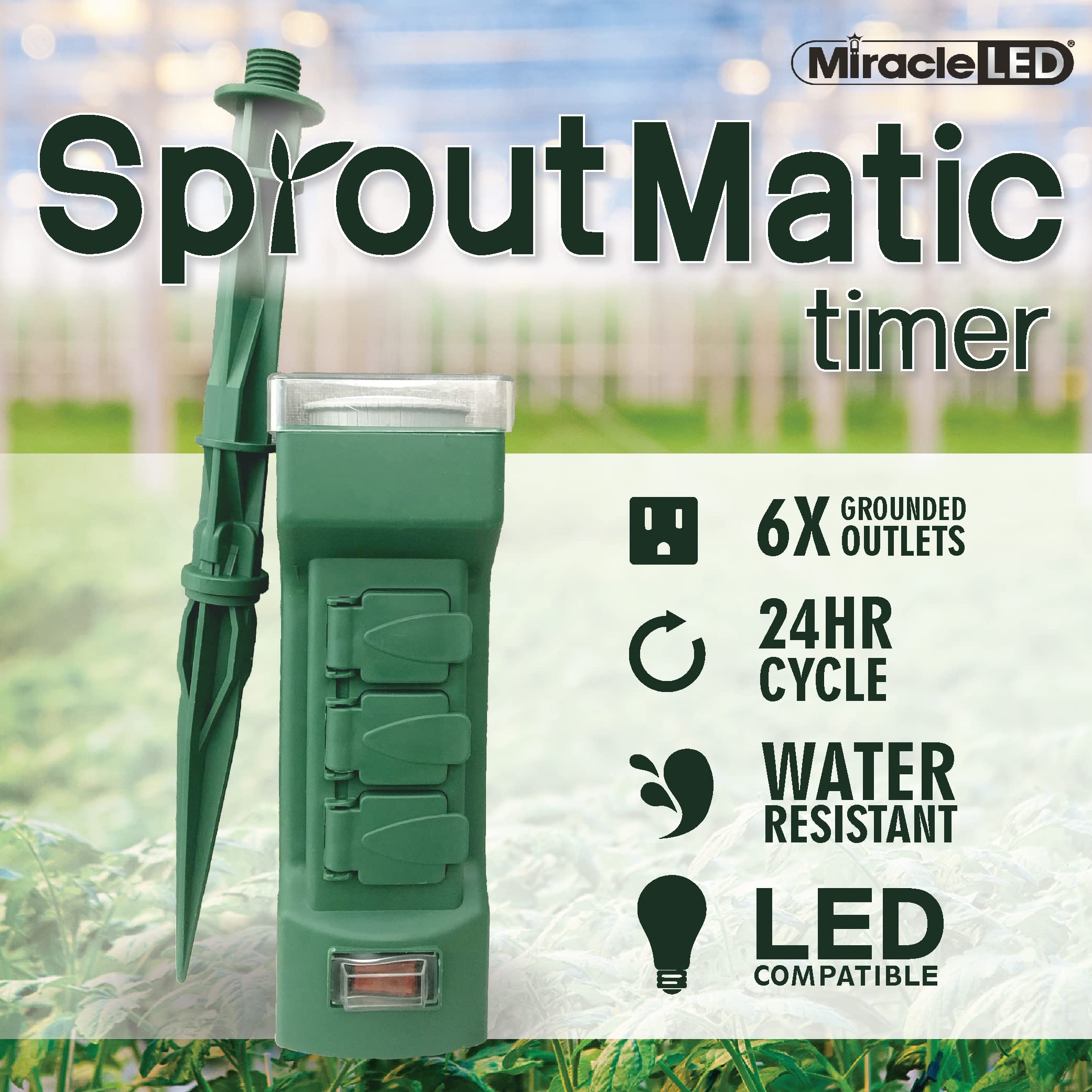 Miracle LED Plant Grow Light Kit - 4-Socket Synchronized System with 4 Blue & 4 Red/Blue Spectrum Bulbs + Sproutmatic Timer (3 Pack) - Perfect for Indoor Gardening, Hydroponics & Seed Starting