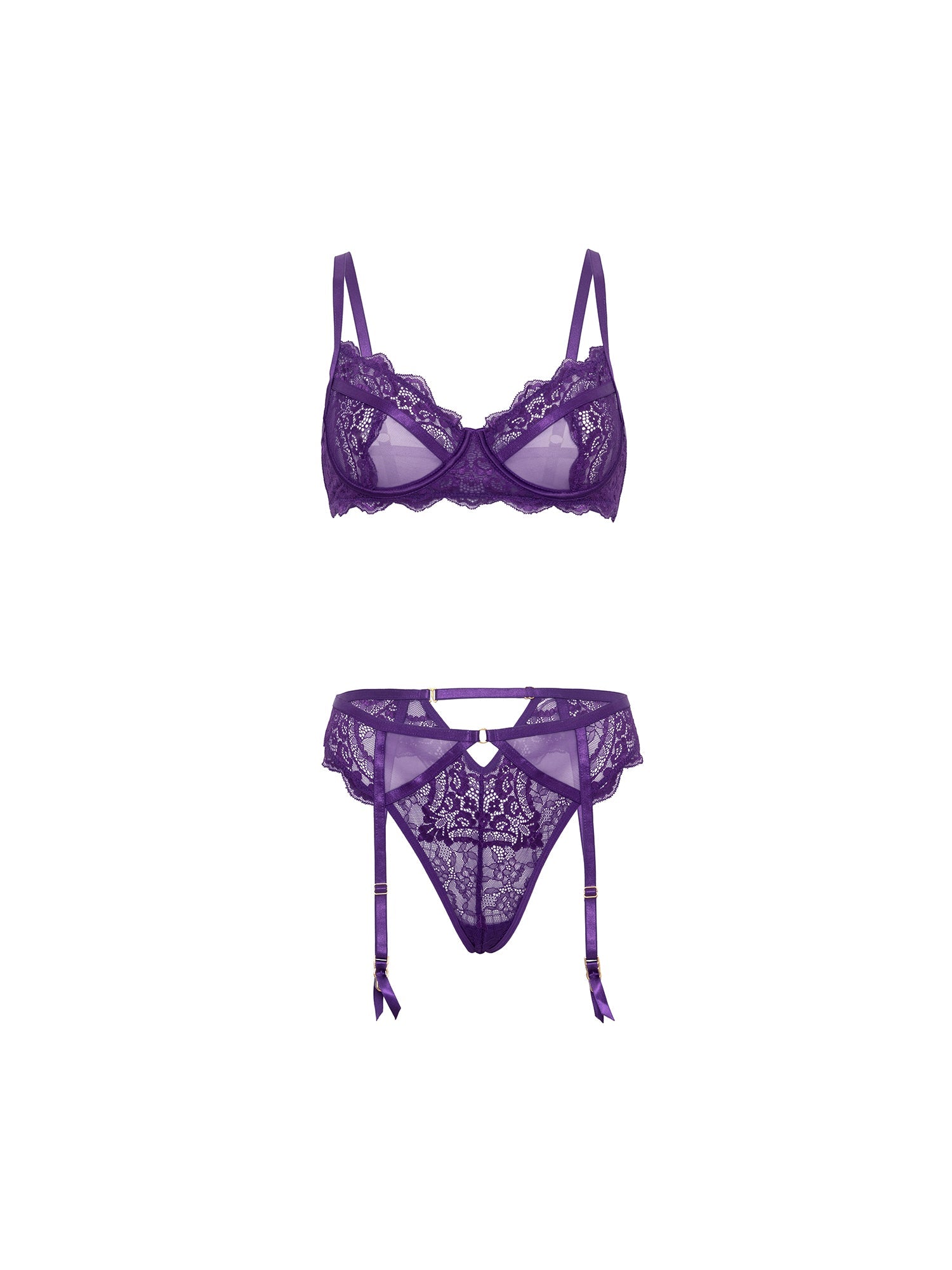 Margo Lace 3-Piece Bra Set - Sexy Lingerie for Women, Comfortable Underwear with Adjustable Straps & Hook Closure - Perfect for Valentine's Day, Anniversary Gifts or Special Occasions