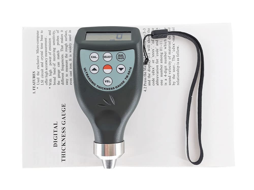 Precision Ultrasonic Thickness Gauge Meter (1.0-200mm/0.05-8inch) with RS-232 Cable & Software - Ideal for Metal, Plastic, and Pipe Thickness Measurement in Industrial Inspections