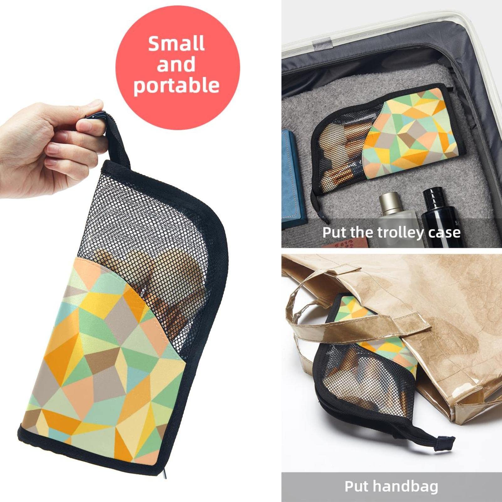 Rainbow Geometric Makeup Brush Organizer Bag with 12 Slots - Portable Travel Cosmetic Brush Holder Case for Professional Makeup Artists & Beginners - Perfect for Home, Travel, and Salon Use