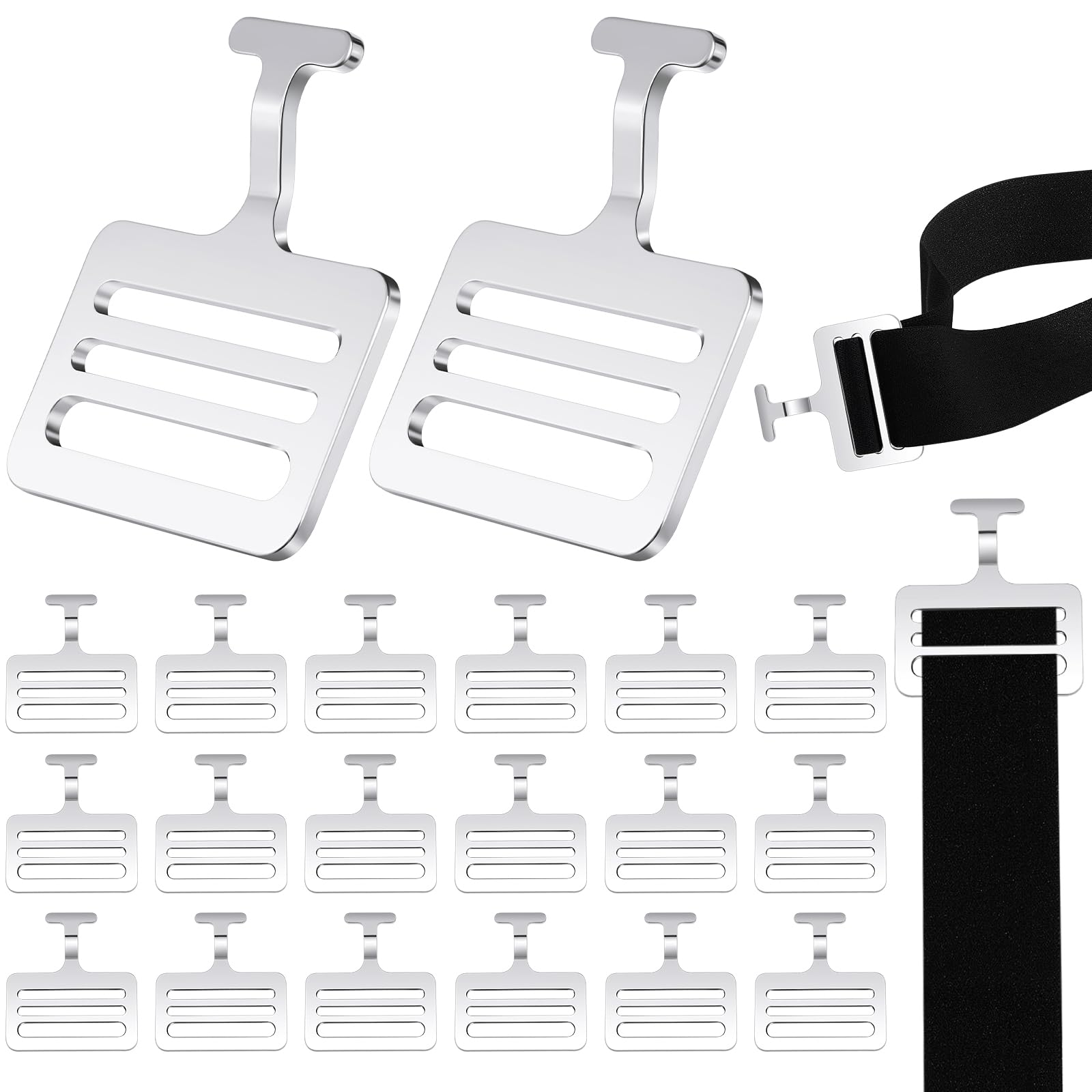 Fabbay T Hook Shoulder Pad with Elastic Strap - Silver Metallic Football Shoulder Pad Hook & Strap for Youth & Adult Football Equipment | Perfect for Football Practice, Games & Shoulder Pad Replacement Parts