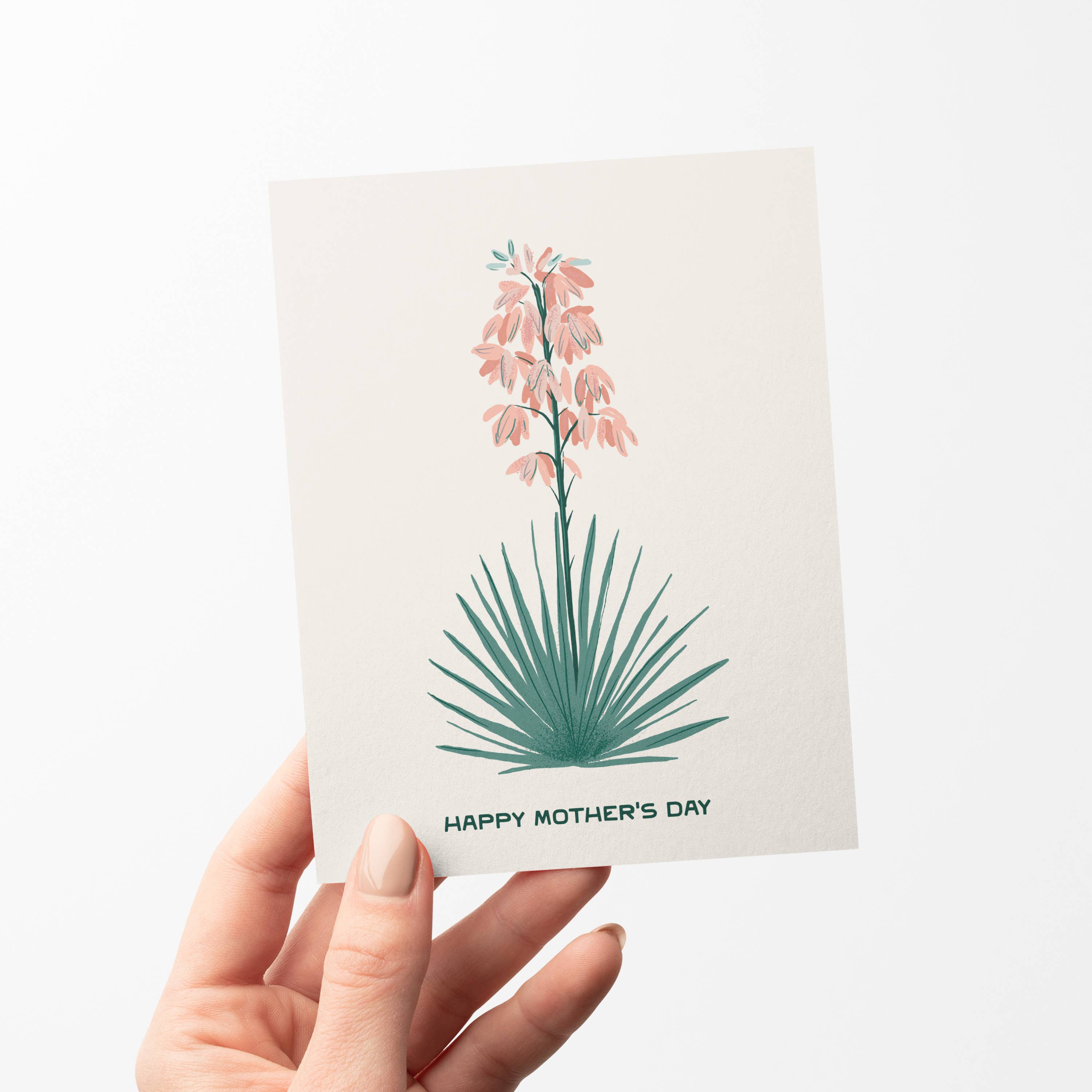 Yucca Blooms Mother's Day Greeting Card - Floral Design Handmade Card for Mom, Birthday, Thank You & Special Occasions