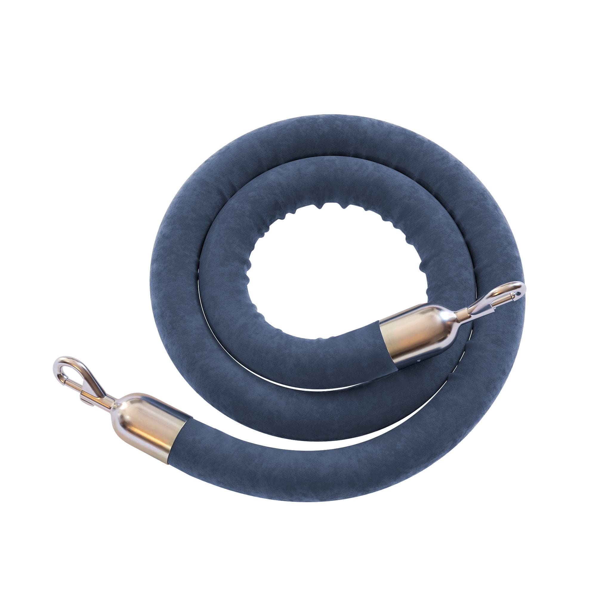 Montour Line Velvet Hanging Stanchion Rope with Foam Core - 8ft Gray Rope & Polished Stainless Steel Snap Ends - Perfect for Event Crowd Control, VIP Sections & Rope Barriers