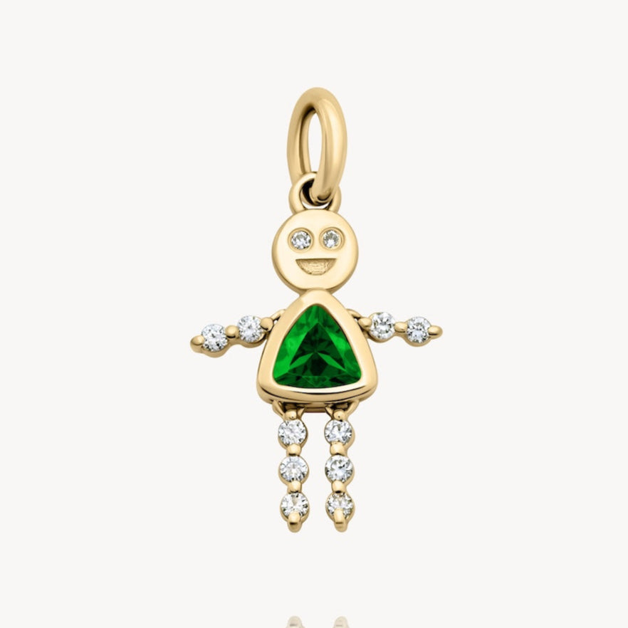 May Girl Lulu & Lox Charm Emerald Pendant Necklace - Elegant Jewelry Gift for Women, Perfect for Parties, Weddings & Special Occasions