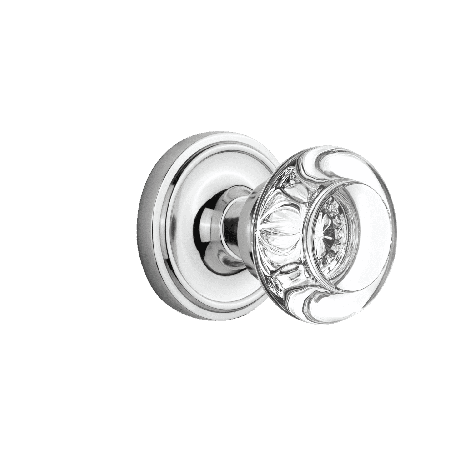Vintage Rosette Cabinet Knob with Round Clear Crystal - Bright Chrome Finish for Dressers, Cabinets & Home Décor