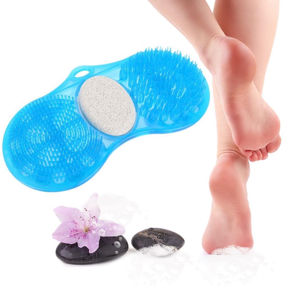 **YUYTE Foot Scrub & Acupressure Massager - Anti-Slip Shower Scrubber Mat with Pumice Stone for Exfoliating & Cleaning Feet - Perfect for Bathroom, Spa & Pedicure Care**