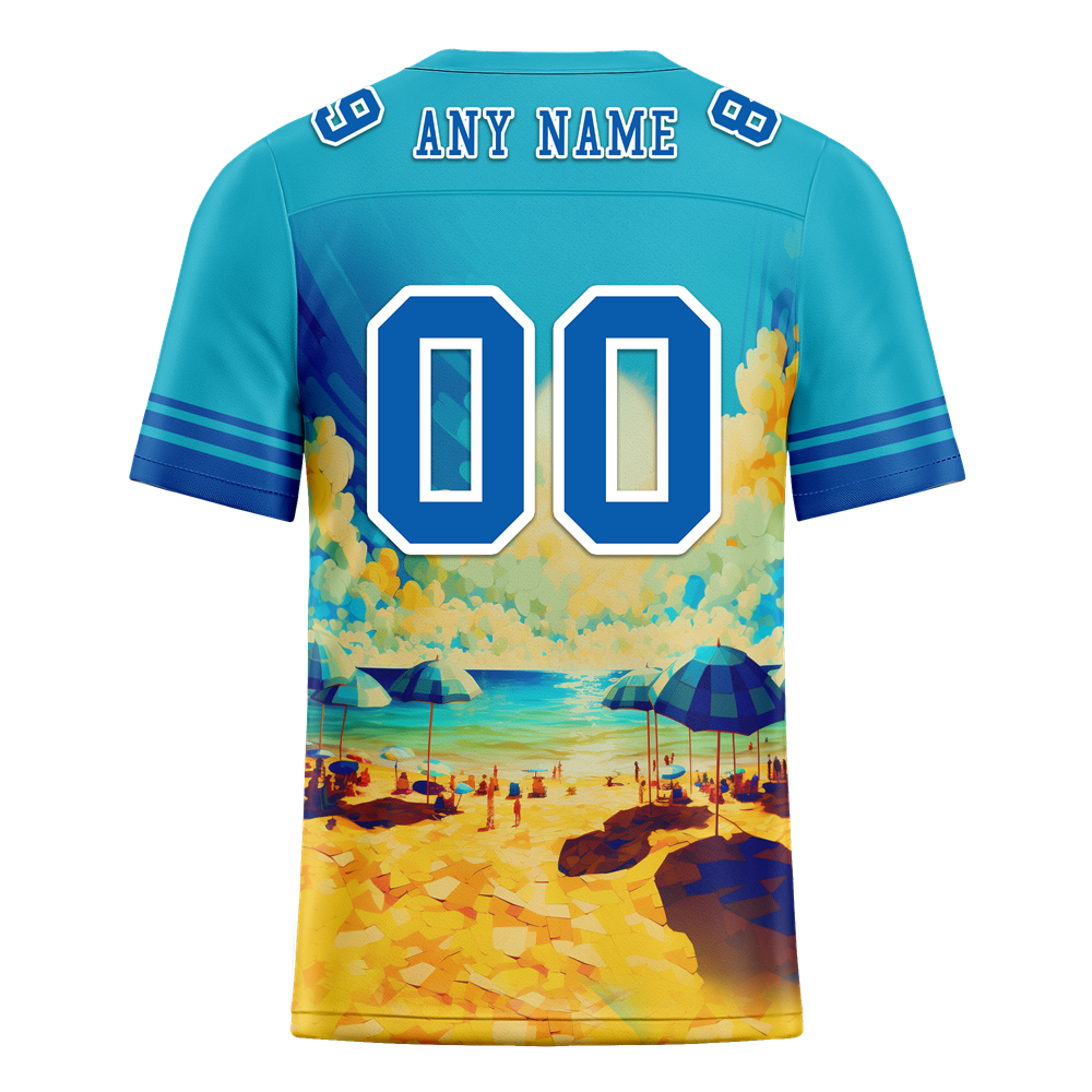 Custom Aqua Hawaii Blue Personalized Authentic Football Jersey FBJ02 - High-Quality Custom Sports Apparel for Teams & Fans - Perfect for Games, Training & Fan Support