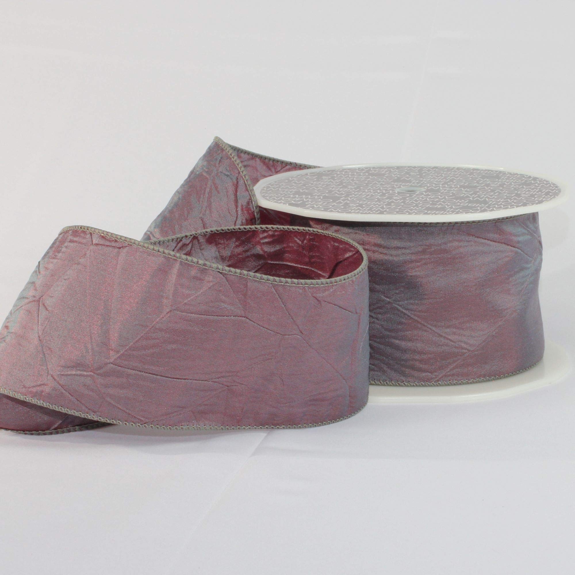 Amethyst Crinkled Satin Silk Wired Craft Ribbon - 3 Inch x 27 Yards Bulk Roll for Gift Wrapping, Floral Arrangements & DIY Wedding Decorations