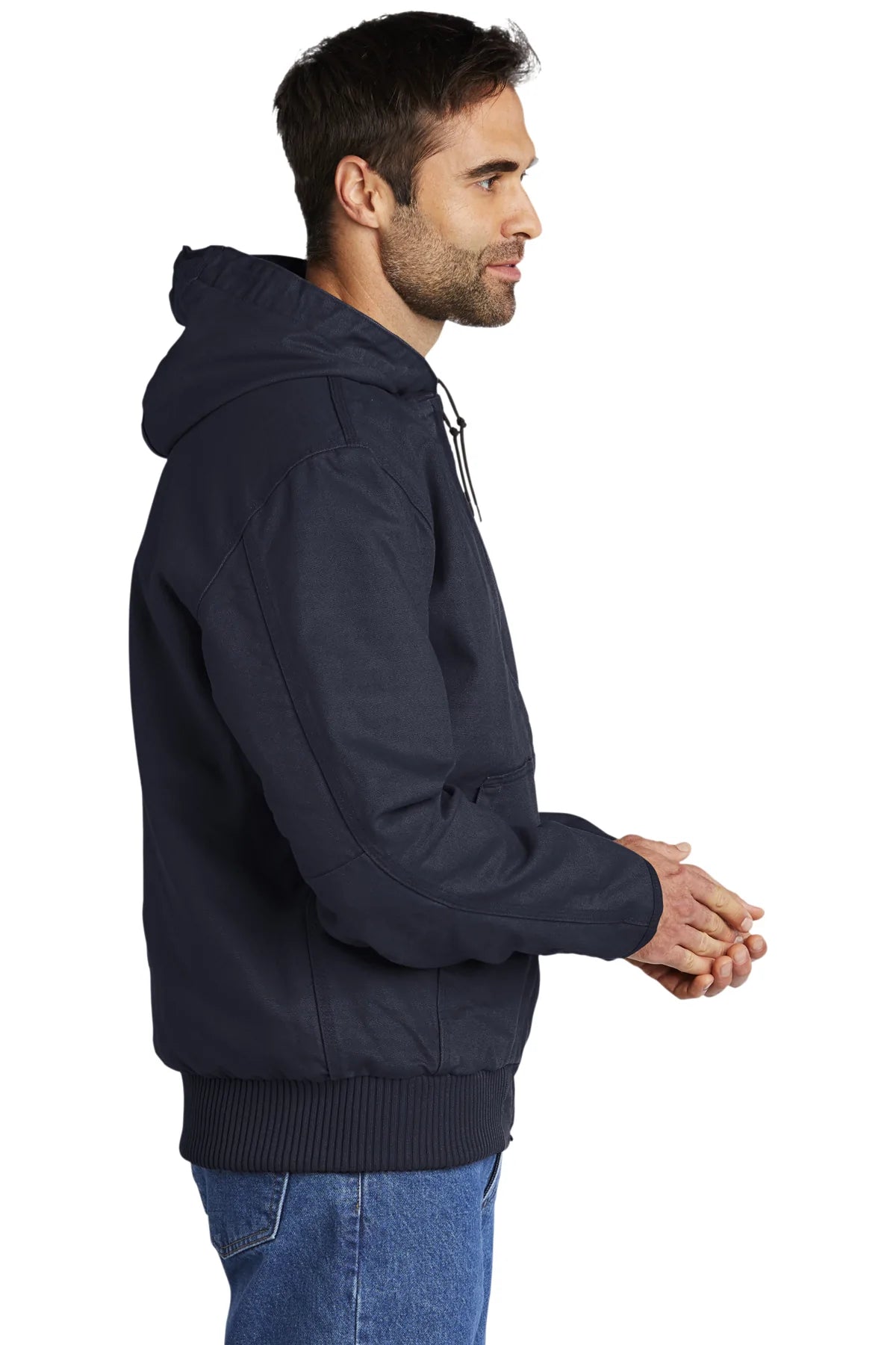 Carhartt Men's Tall Washed Duck Work Jacket - Durable Navy Blue Utility Coat for Construction, Farming & Outdoor Workwear