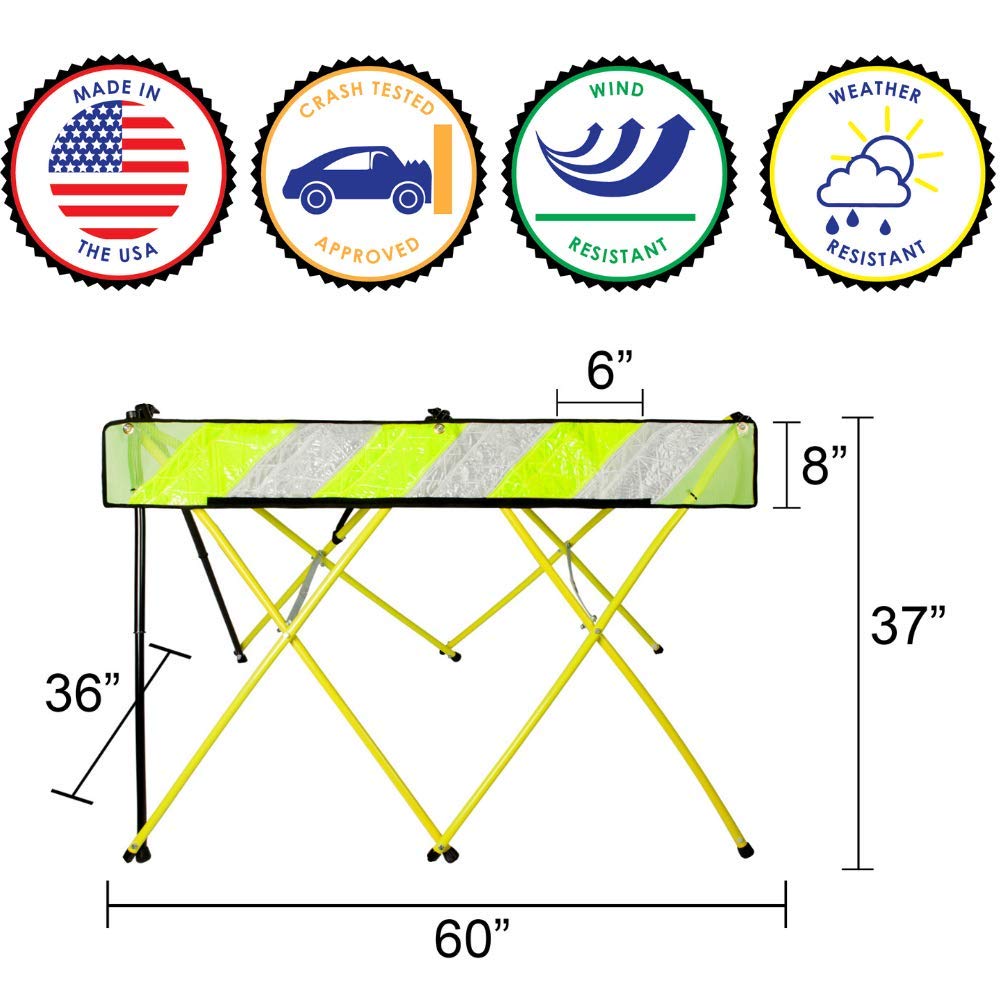 5ft Portable Expanding Safety Barricade - Heavy Duty Yellow Security Barrier for Construction Sites, Crowd Control & Event Safety