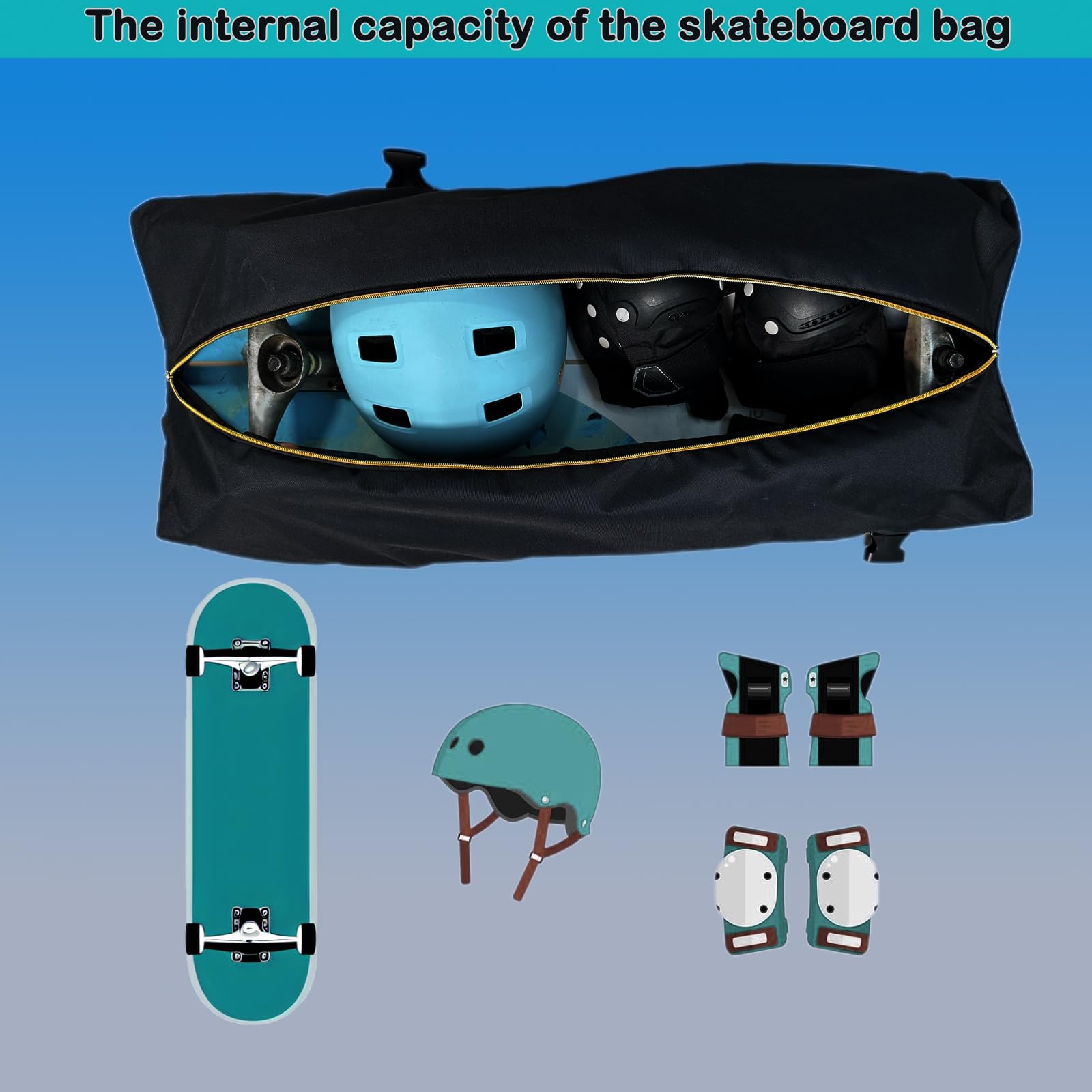 Skateboard Backpack - Adjustable Shoulder Straps Portable Skate Bag for Men & Women - Perfect for Skateboarding, Commuting, and Outdoor Sports Activities