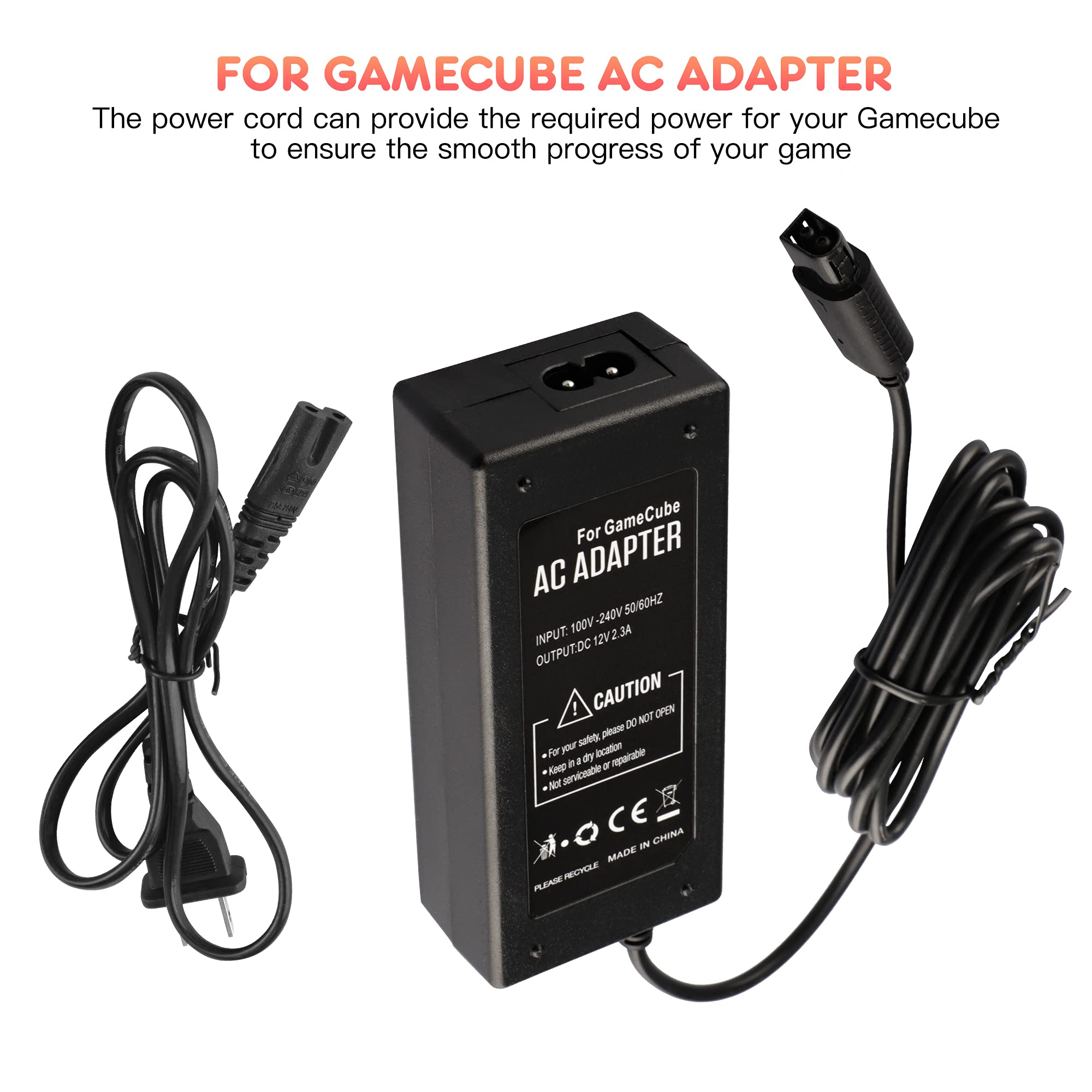 Xahpower AC Power Supply & AV Cable for Nintendo Gamecube Console (NGC) - Replacement Power Adapter Cord & Video Cable for Gamecube Gaming System - Perfect for Home Entertainment & Retro Gaming Setup