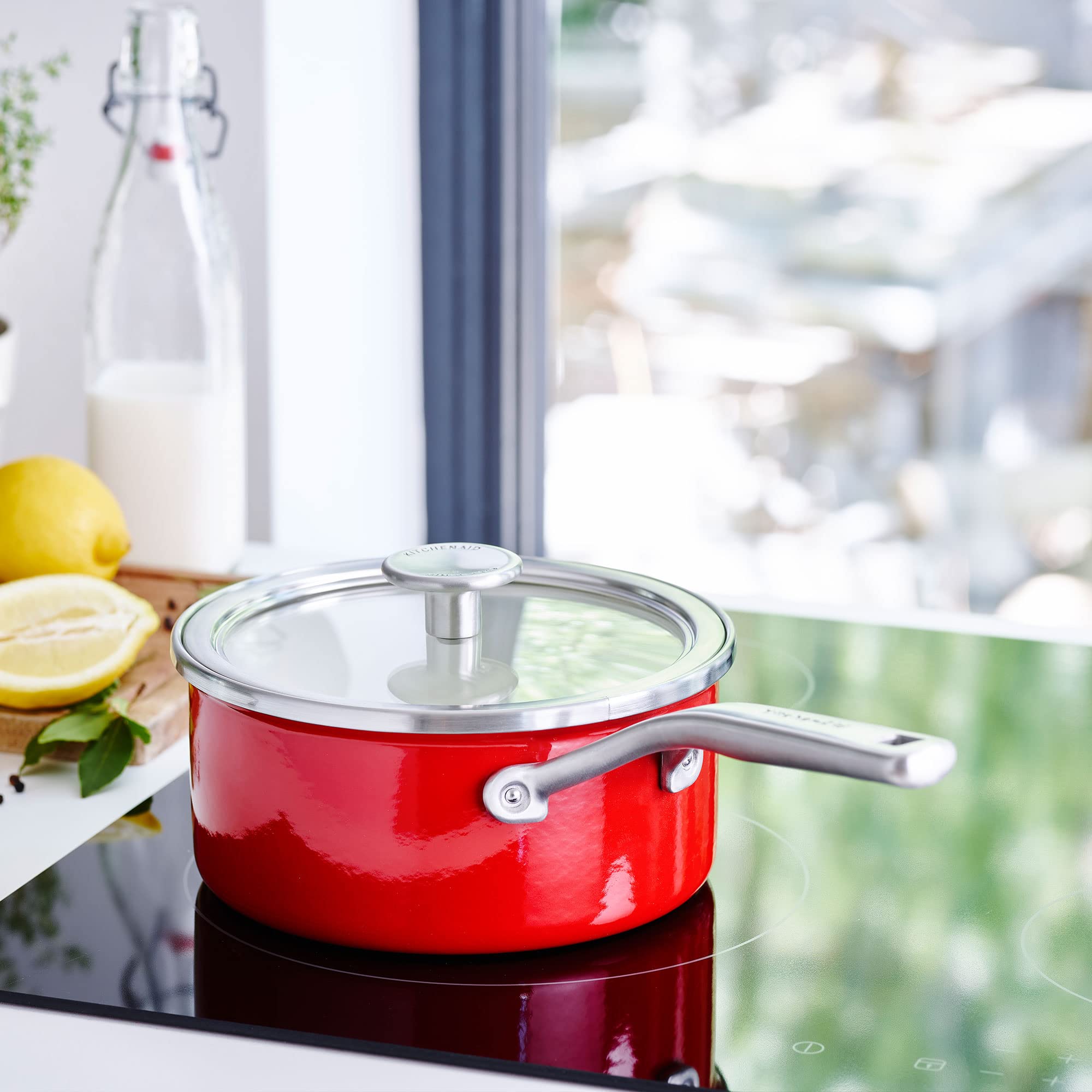 KitchenAid Steel Core Enamel 8-Piece Cookware Set - Empire Red | Durable Nonstick Pots & Pans for Cooking, Baking & Serving | Perfect for Home Chefs & Professional Kitchens