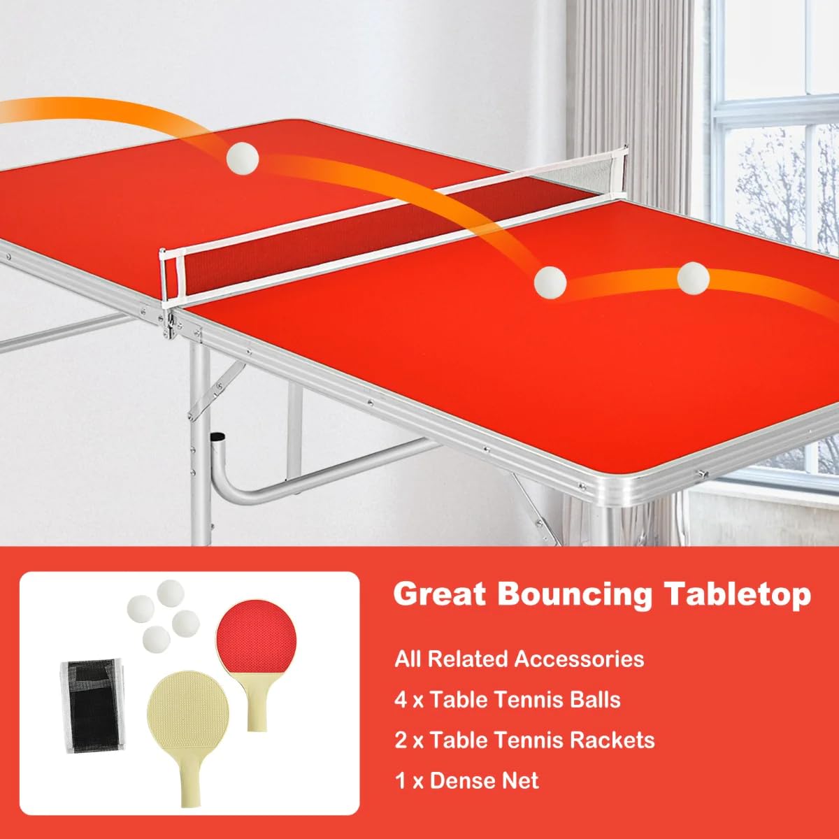 Portable Ping Pong Table Set - 60