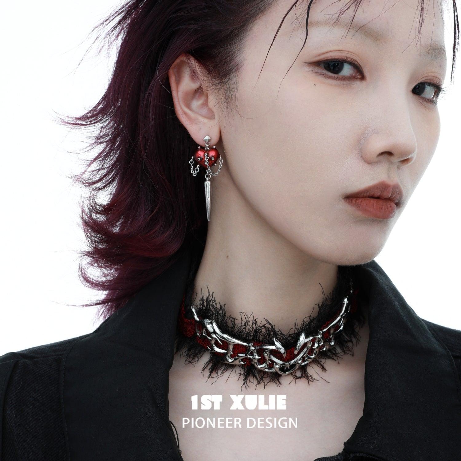 Forbidden Love Rivet Dangle Earrings™ - Gothic Punk Jewelry for Women, Stainless Steel Statement Earrings | Perfect for Concerts, Date Nights & Alternative Fashion