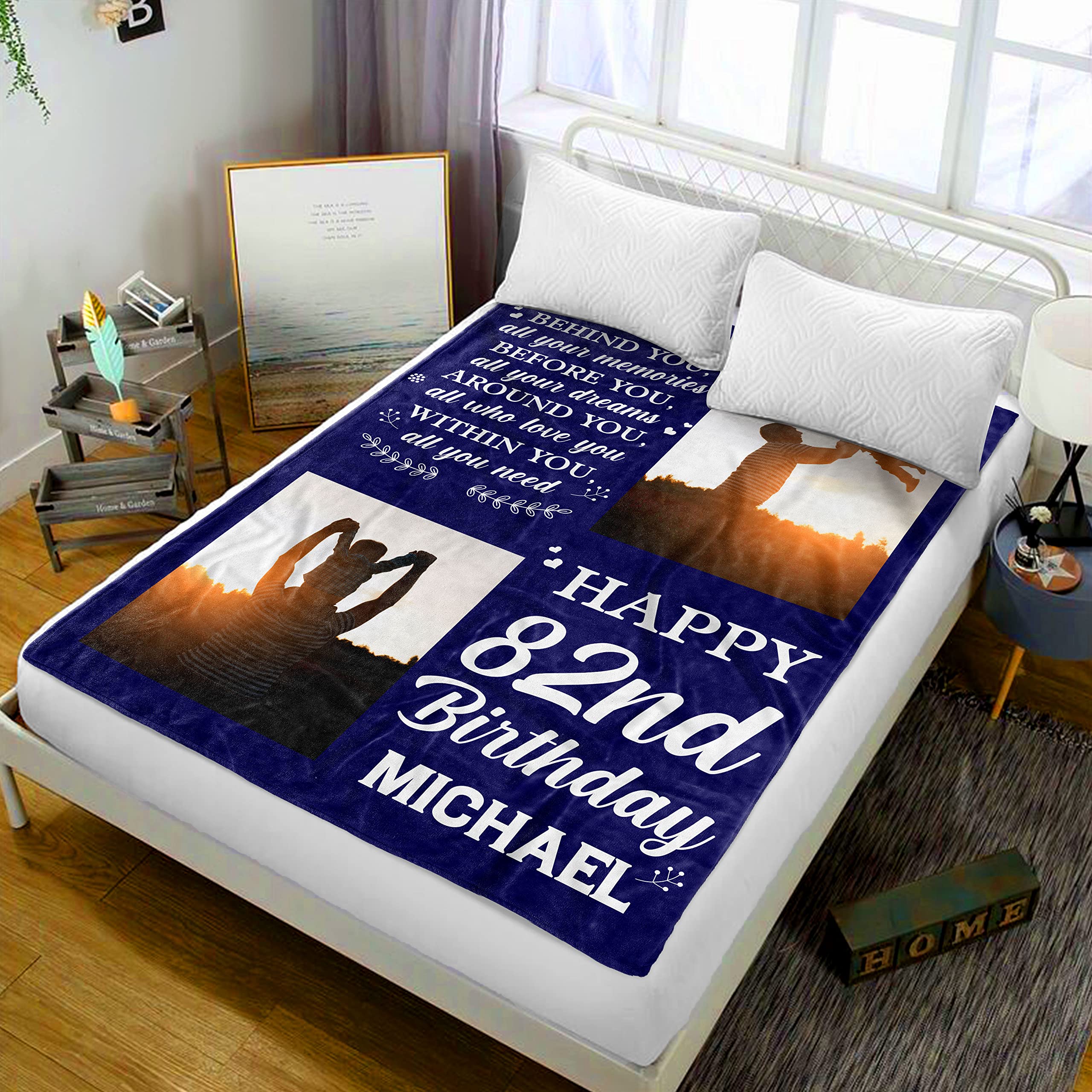 Personalized 82nd Birthday Blanket for Men - Custom Photo Fleece Sherpa Throw for Dad & Grandpa Born in 1941 | Funny 82nd Bday Gift Idea | Cozy Home Decor for Celebrations & Family Gatherings