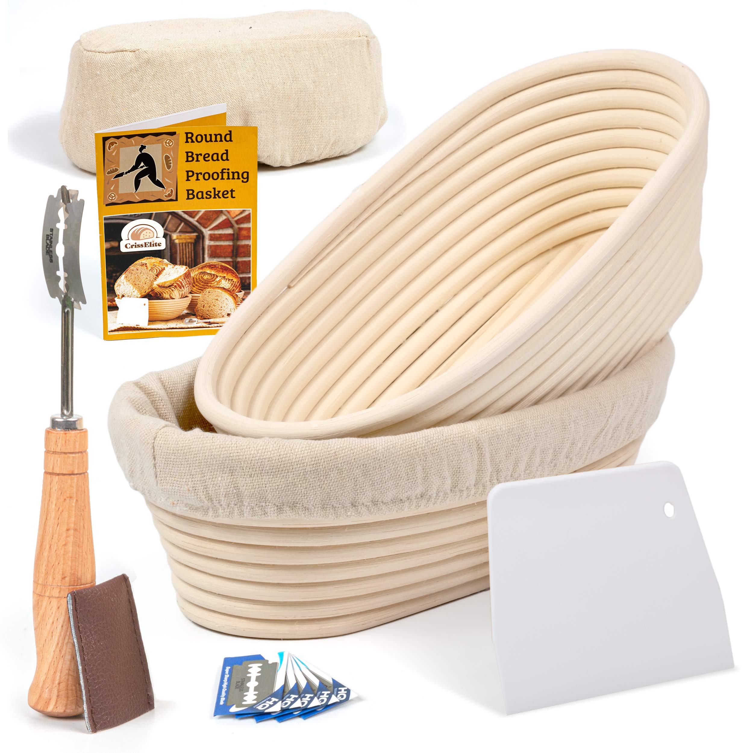 Premium Oval Banneton Proofing Basket Set of 2 (10